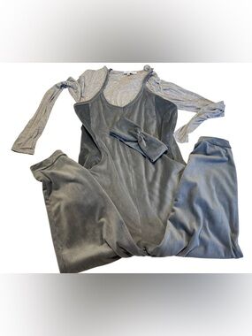 Sincerely Jules Soft Grey Velvet Jumpsuit